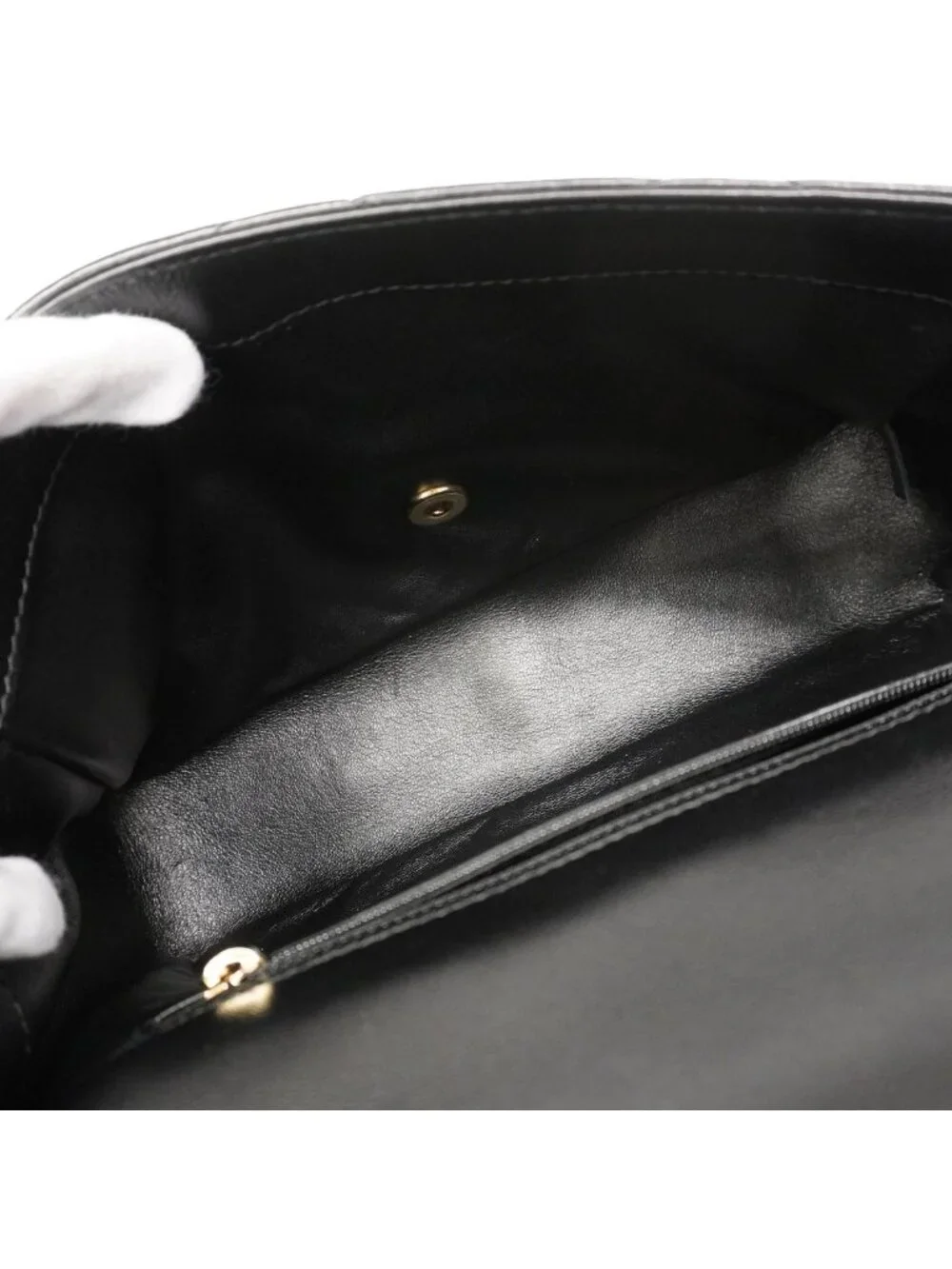 Chanel Handbag Quilted Lambskin Black Gold 2-Way Bag